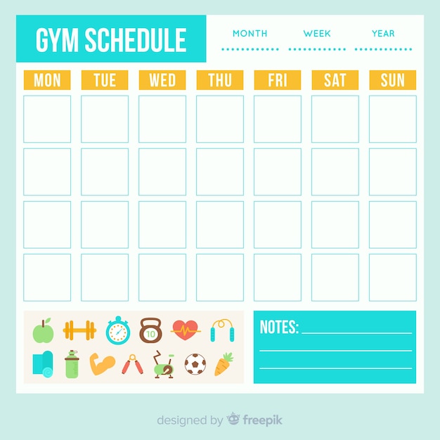 Vector gratuito plantilla de horario de gimnasio