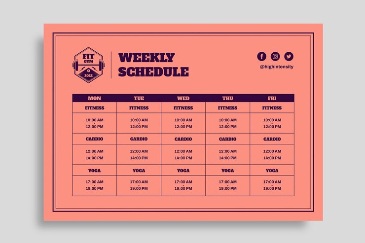 Vector gratuito plantilla de horario de gimnasio
