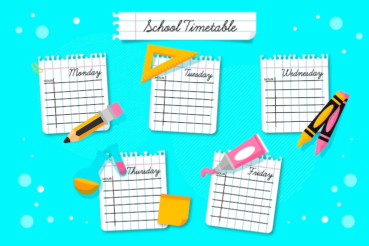 Vector gratuito plantilla de horario de regreso a la escuela