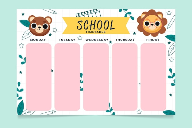 Plantilla de horario de regreso a la escuela