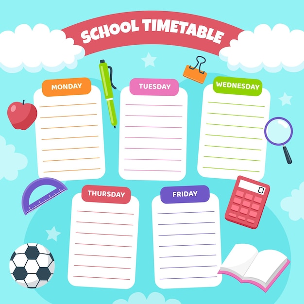 Plantilla de horario de regreso a la escuela