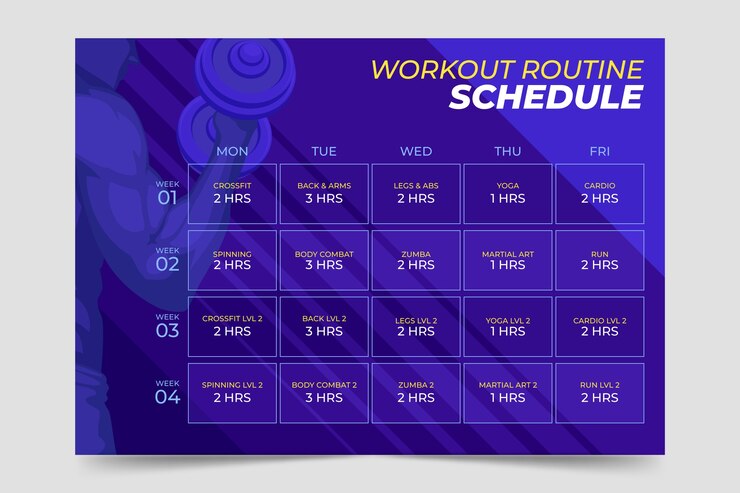 Vector gratuito plantilla de horario de rutina de entrenamiento dibujada a mano