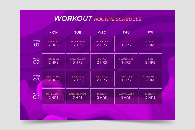Vector gratuito plantilla de horario de rutina de entrenamiento dibujada a mano