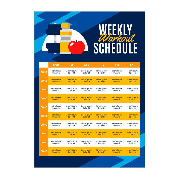 Vector gratuito plantilla de horario de rutina de entrenamiento de diseño plano
