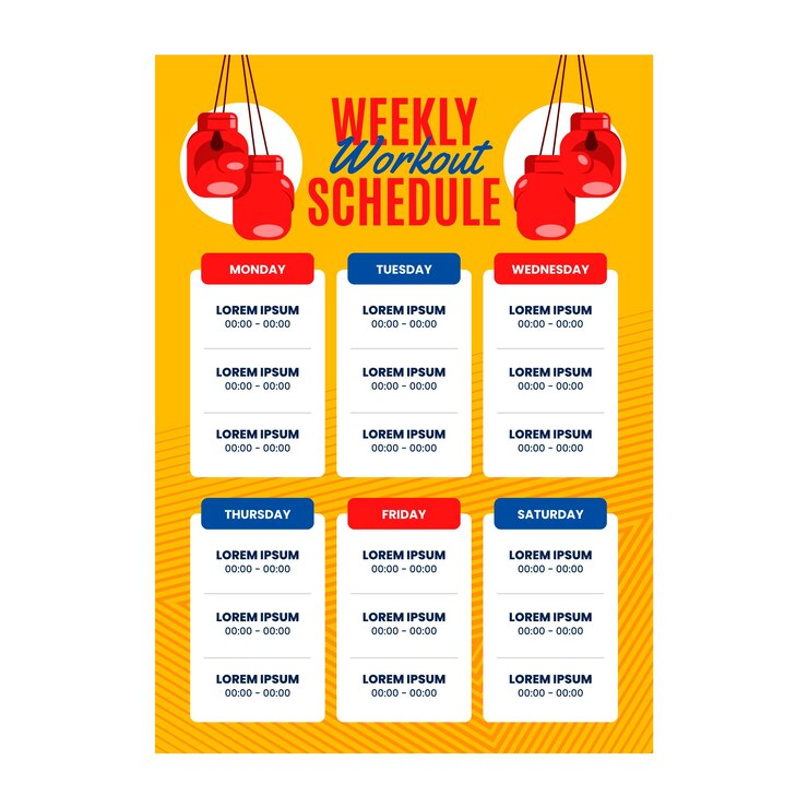 Vector gratuito plantilla de horario de rutina de entrenamiento de diseño plano