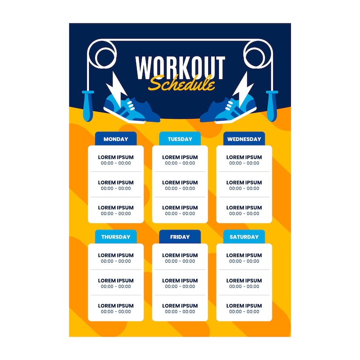 Vector gratuito plantilla de horario de rutina de entrenamiento de diseño plano