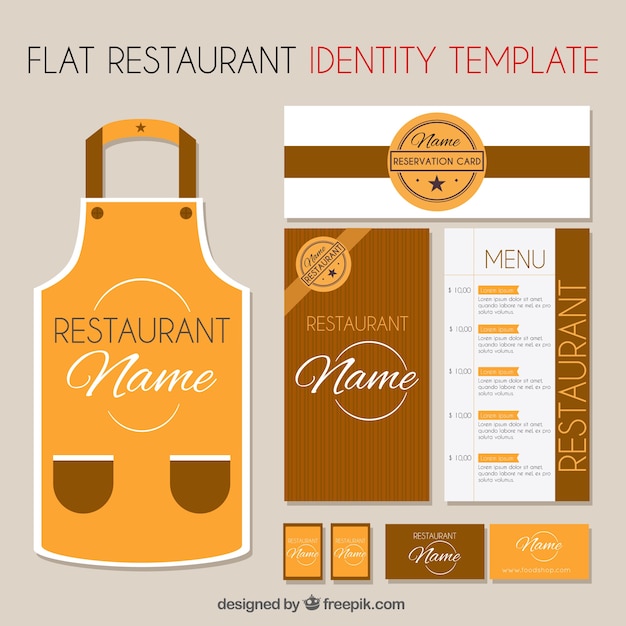 Vector gratuito plantilla de identidad corporativa marrón para un restaurante