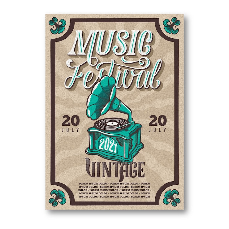 Vector gratuito plantilla ilustrada del cartel del festival de música