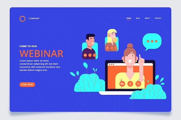 Vector gratuito plantilla ilustrada de página de destino de seminario web