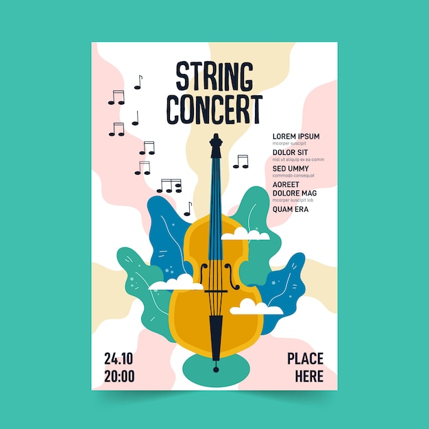 Plantilla ilustrada de póster de música