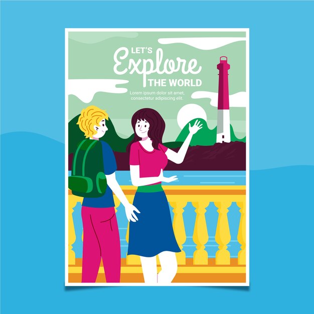 Plantilla ilustrada de póster de viaje