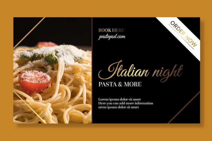 Vector gratuito plantilla de impresión de banner de comida italiana de lujo
