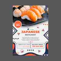 Vector gratuito plantilla de impresión de cartel de restaurante japonés