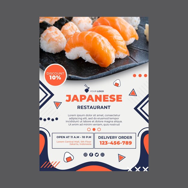 Plantilla de impresión de cartel de restaurante japonés