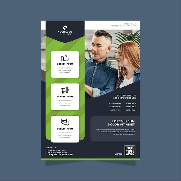 Vector gratuito plantilla de impresión de póster empresarial