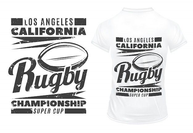 Vector gratuito plantilla de impresión de rugby monocromo vintage