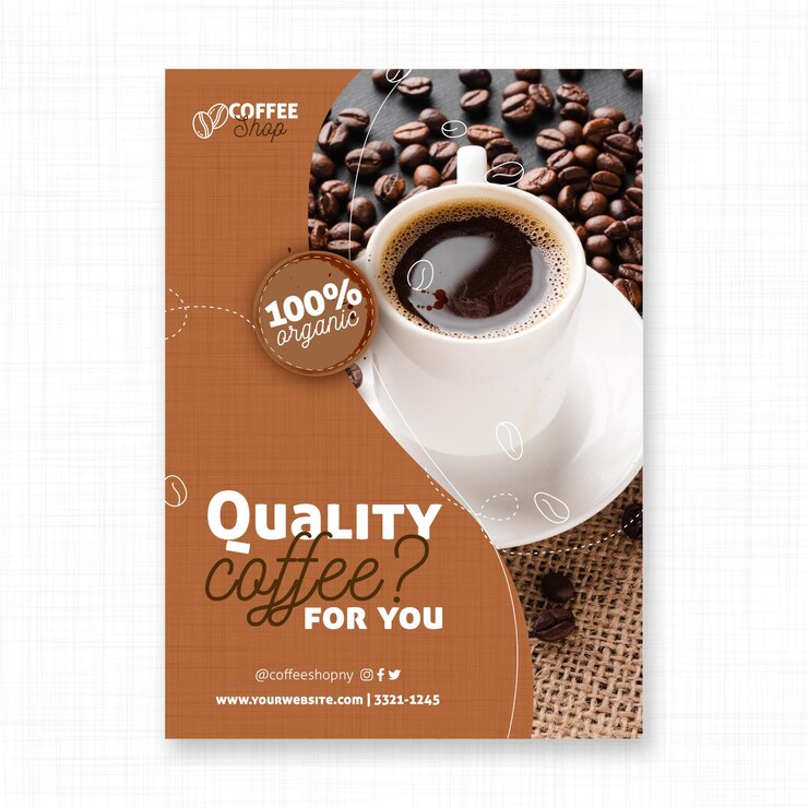 Vector gratuito plantilla de impresión de volante de café de calidad