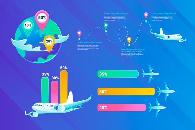 Plantilla de infografía de agencia de viajes degradada