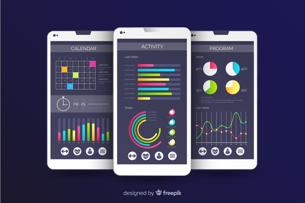 Plantilla de infografía de aplicación fitness de móvil