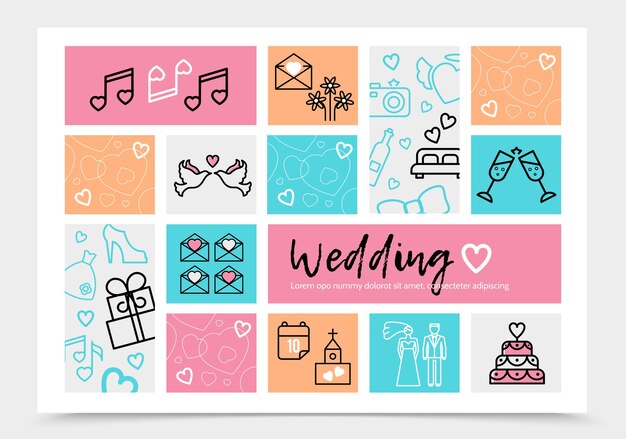 Vector gratuito plantilla de infografía de boda