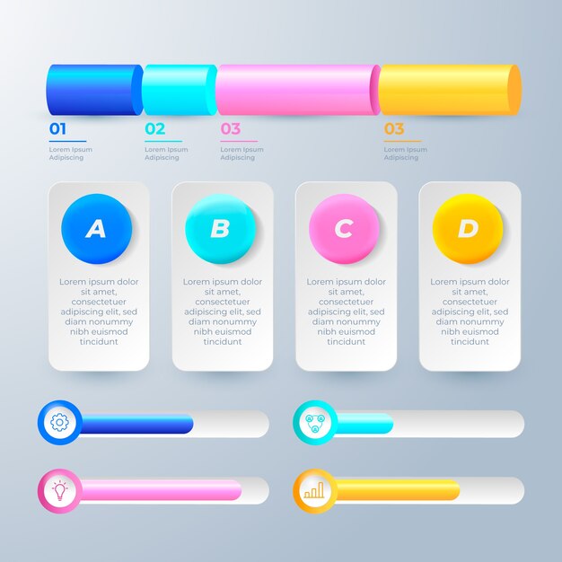 Plantilla de infografía brillante 3D
