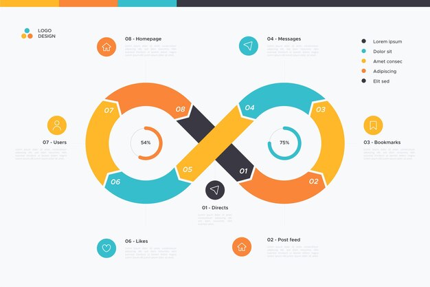 Plantilla de infografía bucle infinito