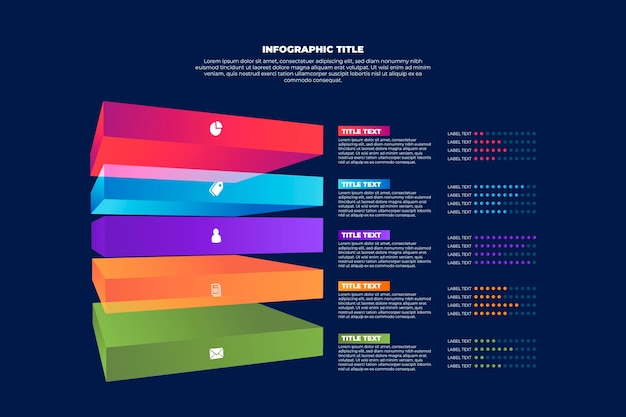 Vector gratuito plantilla de infografía de capas de bloque 3d