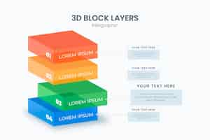 Vector gratuito plantilla de infografía de capas de bloque 3d