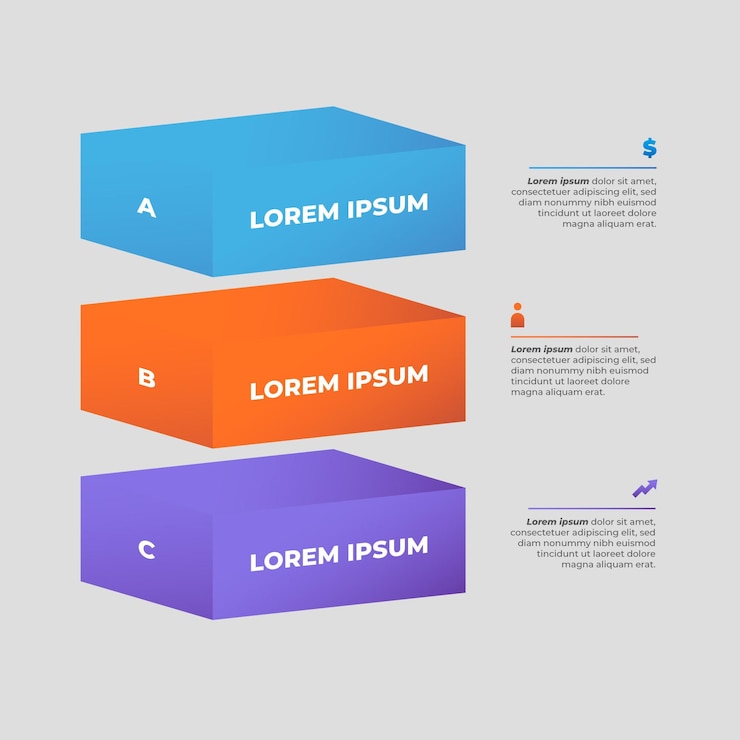Vector gratuito plantilla de infografía de capas de bloque