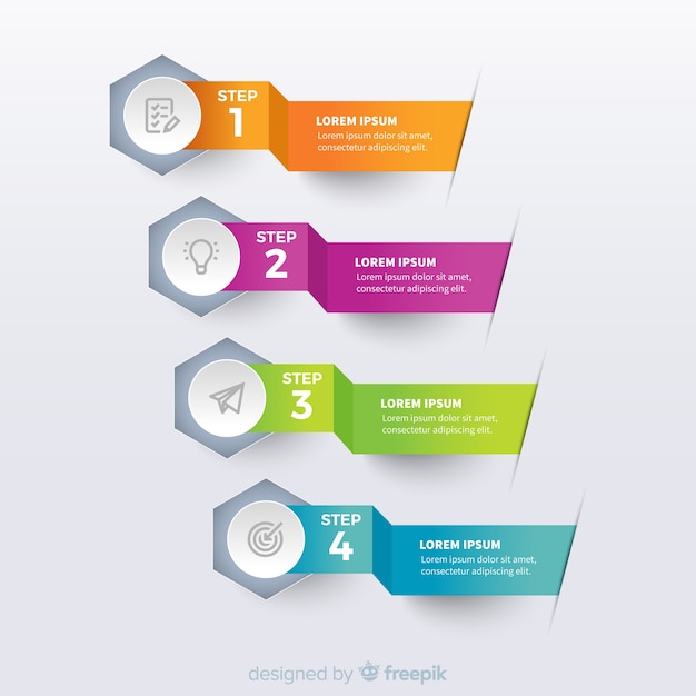 Plantilla de infografía colorida de origami