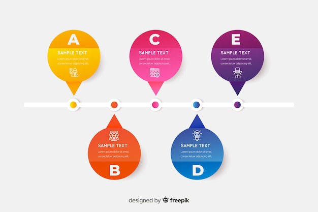 Plantilla de infografía con concepto de pasos