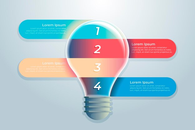 Plantilla de infografía de creatividad degradada con bombilla