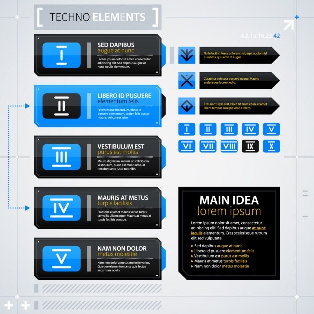 Plantilla de infografía con cuadrados