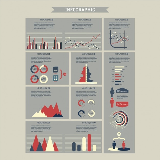 Vector gratuito plantilla de infografía con cuadrados