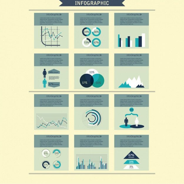 Plantilla de infografía con cuadrados