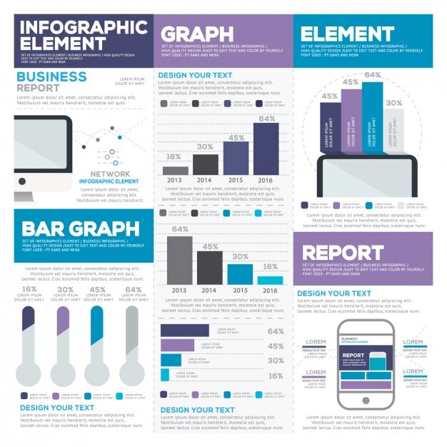 Vector gratuito plantilla de infografía con cuadrados