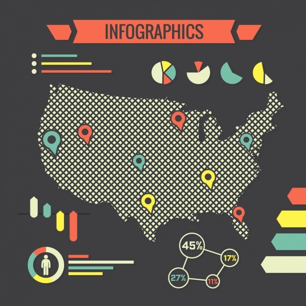 Vector gratuito plantilla de infografía con cuadrados