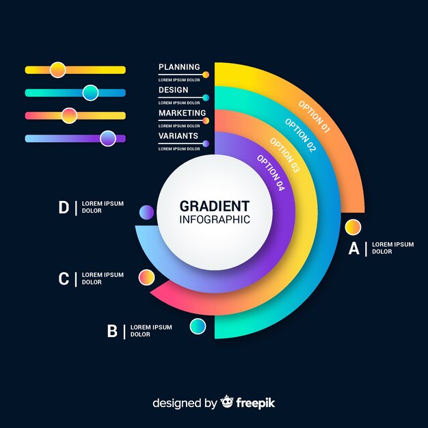 Plantilla infografía degradada diseño plano