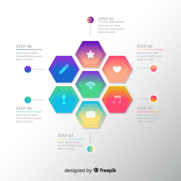 Vector gratuito plantilla infografía degradada diseño plano