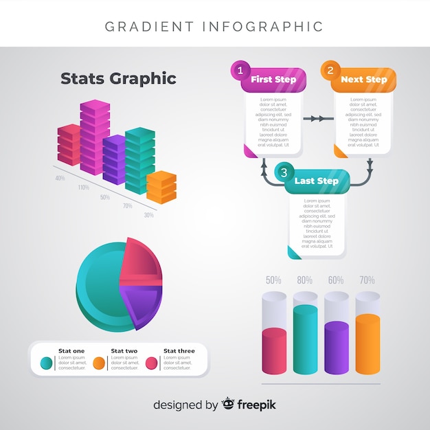 Plantilla infografía degradada diseño plano