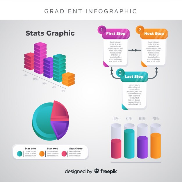 Plantilla infografía degradada diseño plano