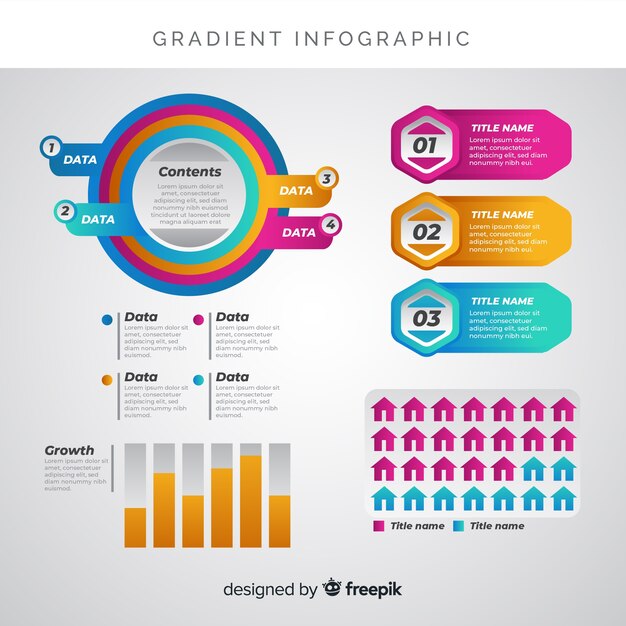 Plantilla infografía degradada diseño plano