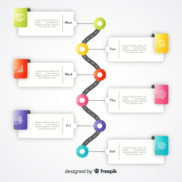Plantilla de infografía degradado colorido línea de tiempo