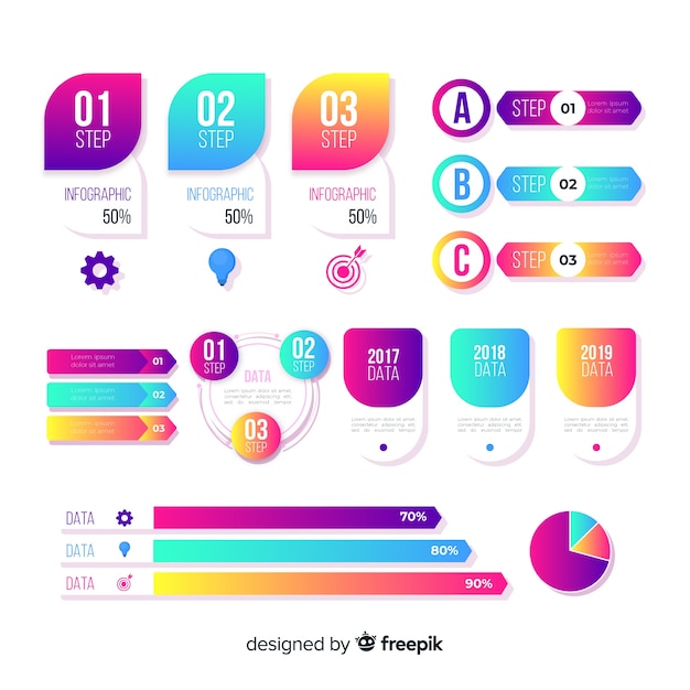 Vector gratuito plantilla de infografía degradado colorido