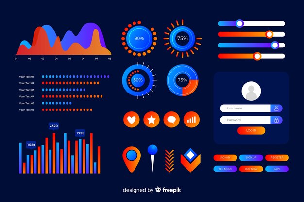 Plantilla de infografía degradado oscuro