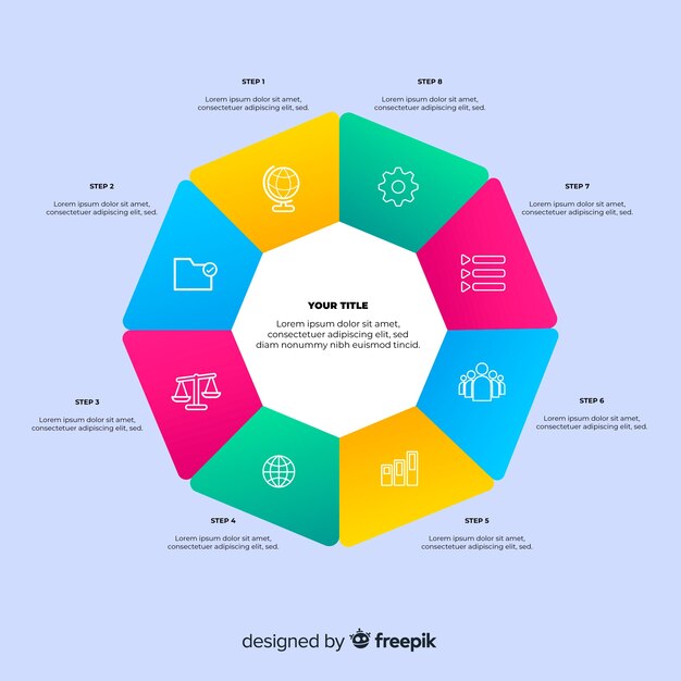 Plantilla de infografía degradado plano colorido