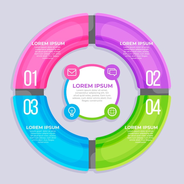 Vector gratuito plantilla de infografía de diagrama circular plano