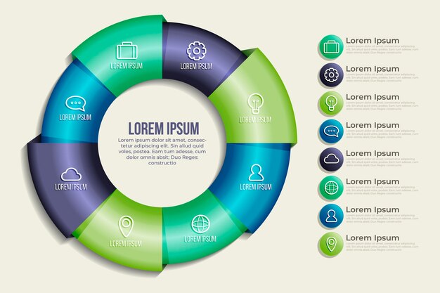 Plantilla de infografía de diagrama circular realista