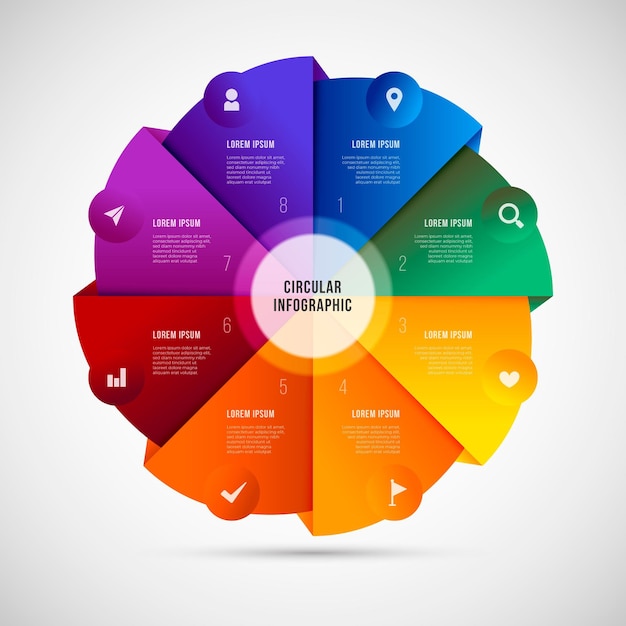 Plantilla de infografía de diagrama circular realista