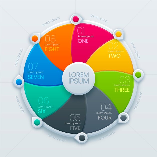 Plantilla de infografía de diagrama circular realista